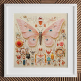 Spreadwinged Empress - Alien Butterfly Taxonomy Art Print / Canvas Delicate Pink Sculpture Blue Eye Spots Crafted Exquisite, Species, Prints