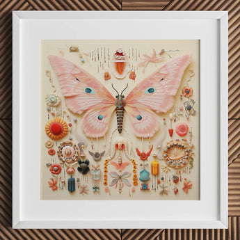 Spreadwinged Empress - Alien Butterfly Taxonomy Art Print / Canvas Delicate Pink Sculpture Blue Eye Spots Crafted Exquisite, Species, Prints