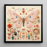 Spreadwinged Empress - Alien Butterfly Taxonomy Art Print / Canvas Delicate Pink Sculpture Intricate Blue Eye Spots Exquisite, Species,