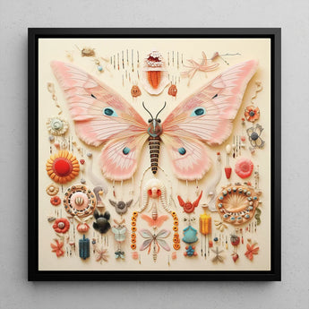 Spreadwinged Empress - Alien Butterfly Taxonomy Art Print / Canvas Delicate Pink Sculpture Intricate Blue Eye Spots Exquisite, Species,