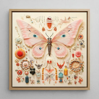 Spreadwinged Empress - Alien Butterfly Taxonomy Art Print / Canvas Delicate Pink Sculpture Intricate Blue Eye Spots Exquisite, Species,