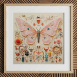 Spreadwinged Empress - Alien Butterfly Taxonomy Art Print / Canvas Delicate Pink Sculpture Intricate Blue Eye Spots Exquisite, Species,