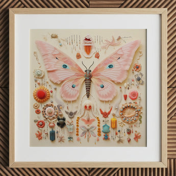 Spreadwinged Empress - Alien Butterfly Taxonomy Art Print / Canvas Delicate Pink Sculpture Intricate Blue Eye Spots Exquisite, Species,