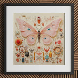 Spreadwinged Empress - Alien Butterfly Taxonomy Art Print / Canvas Delicate Pink Sculpture Intricate Blue Eye Spots Exquisite, Species,