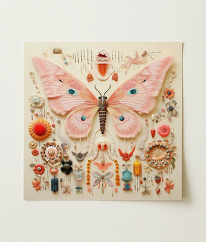 Delicate Pink Butterfly Sculpture Intricate Patterns Dark Segmented Exquisite Taxonomy, Alien Species, Art
