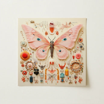 Spreadwinged Empress - Alien Butterfly Taxonomy Art Print / Canvas Delicate Pink Butterfly Sculpture Intricate Patterns Dark Segmented
