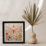 Spreadwinged Empress - Alien Butterfly Taxonomy Art Print / Canvas Framed Artwork Colorful Surrounded Small Objects Flowers Exquisite,