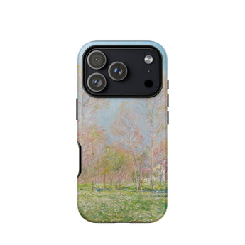 Spring in Giverny - Claude Monet Phone Case Iphone 17 Pro / Matte Protective Phone Case Soft-focus Impressionist Landscape Pale Pink Claude