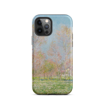 Spring in Giverny - Claude Monet Phone Case Iphone 12 Pro / Matte Sleek Phone Case Soft-focus Impressionist Landscape Pale Pink Claude