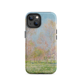 Spring in Giverny - Claude Monet Phone Case Iphone 14 / Matte Phone Case Soft-focus Impressionist Landscape Pale Pink Green Claude Monet