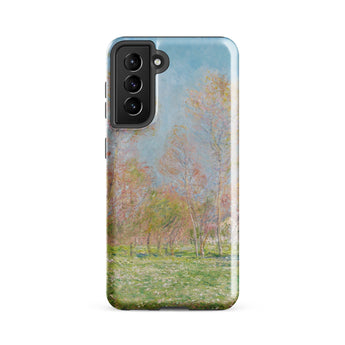 Spring in Giverny - Claude Monet Phone Case Samsung Galaxy S21 Fe / Matte Soft-focus Impressionist Landscape Pale Blue Sky Iphone, Blooming