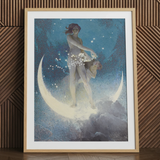 Spring Scattering Stars - Edwin Blashfield Art Print / Canvas, 12x16’’ / 31x41cm / Natural Frame, Posters Prints & Visual Artwork, Toby Leon