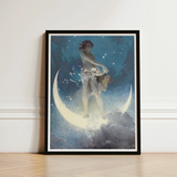 Spring Scattering Stars - Edwin Blashfield Art Print / Canvas Framed Nude Figure Crescent Moon Starry, Prints