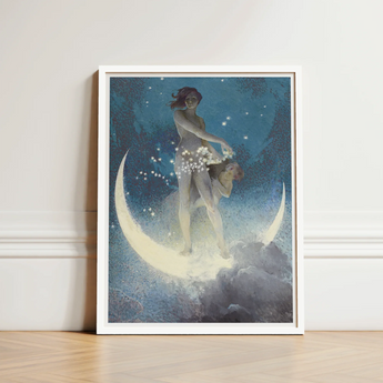 Spring Scattering Stars - Edwin Blashfield Art Print / Canvas Framed Nude Figure Crescent Moon Starry, Prints