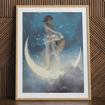 Spring Scattering Stars - Edwin Blashfield Art Print / Canvas Framed Nude Figure Crescent Moon Amidst, Prints
