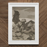 They Spruce Themselves Up - Francisco De Goya Art Print / Canvas Framed Goya’s Sleep Reason Produces Monsters Three Demonic Figures, Wings