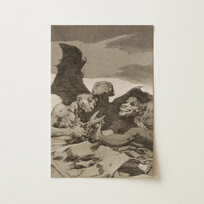 They Spruce Themselves Up - Francisco De Goya Art Print / Canvas Monochromatic Grotesque Winged Figures Dramatic Scene Three Demonic, Wings
