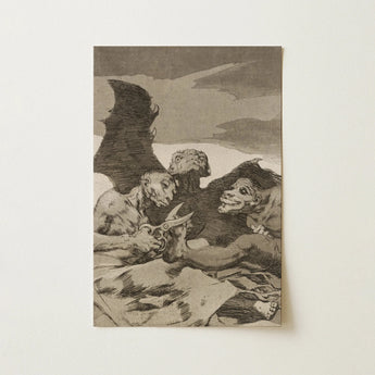 They Spruce Themselves Up - Francisco De Goya Art Print / Canvas Monochromatic Grotesque Winged Figures Dramatic Scene Three Demonic, Wings
