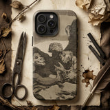 They Spruce Themselves Up - Francisco De Goya Phone Case Black White Illustrated Phone Case Detailed Grotesque Figures Francisco Goya, Los
