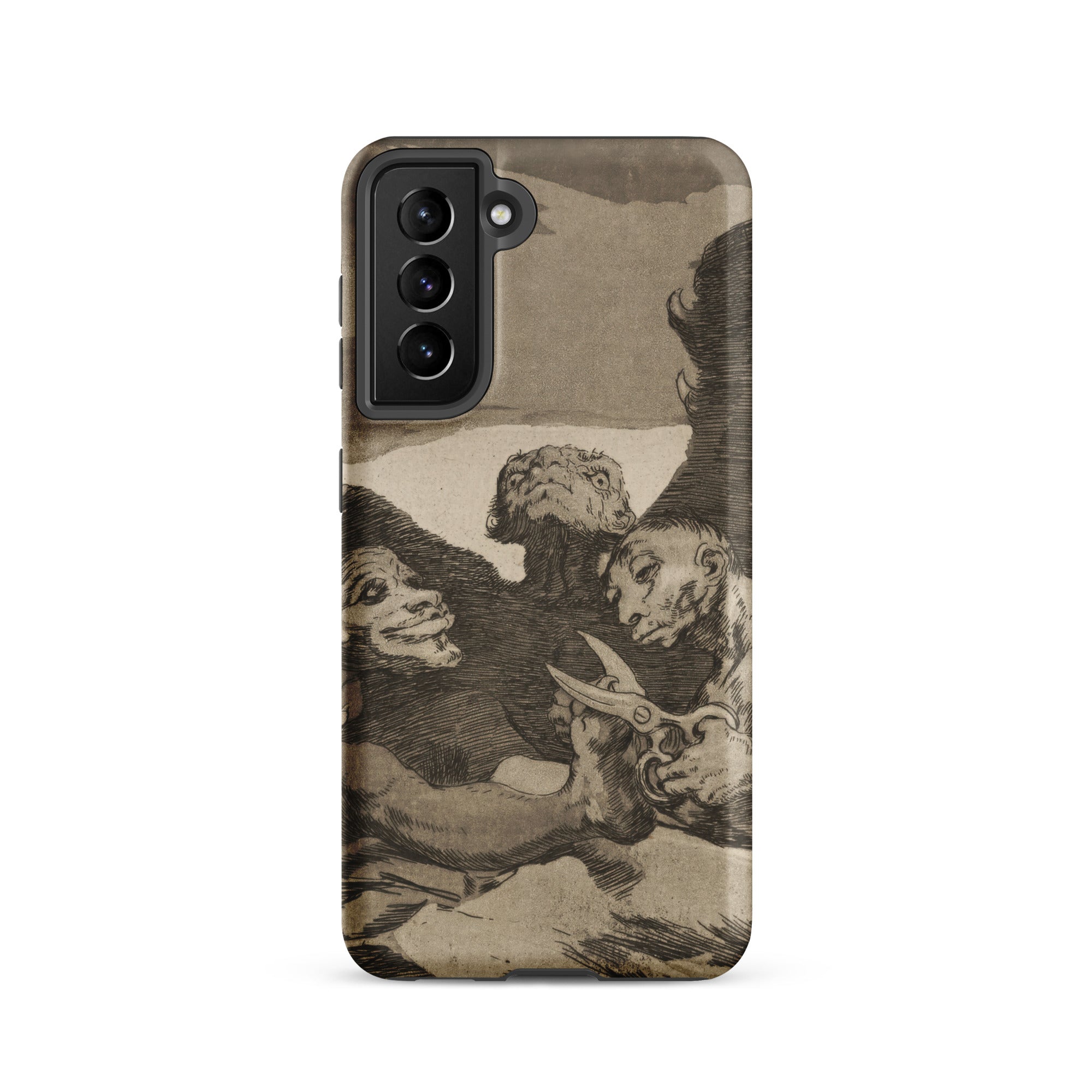They Spruce Themselves Up - Francisco De Goya Samsung Case, Galaxy S21 / Matte, Smartphone Dark Artistic Case Sepia-toned Illustration