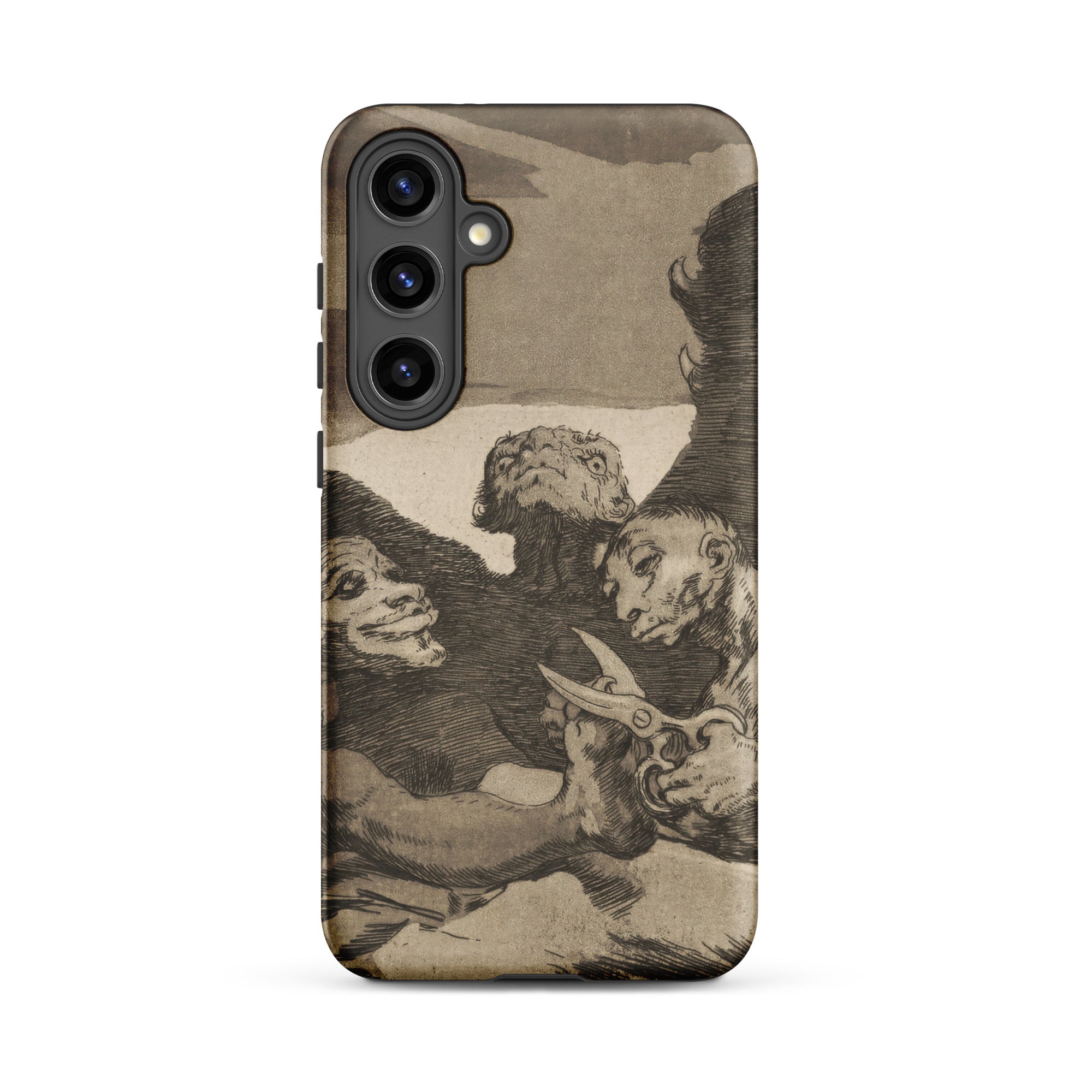 They Spruce Themselves Up - Francisco De Goya Samsung Case, Galaxy S24 Plus / Matte, Smartphone Case Dark Macabre Sepia-toned Illustration
