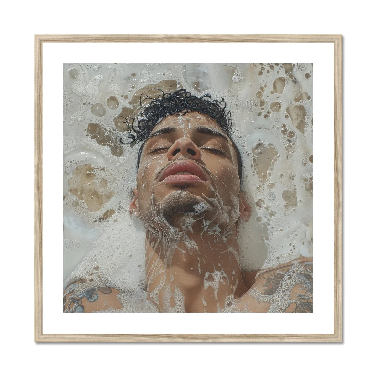 Squeaky Clean Subtle Gay Male Pleasure Art Print, Person Soap Suds Water Face