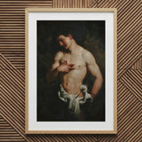 St Sebastian - Johann Carl Loth Art Print / Canvas Framed Reproduction Caravaggio’s David Head Goliath Muscular Nude, Fixes, Young