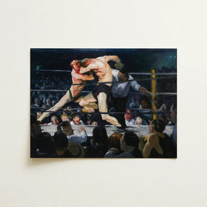 Stag at Sharkey’s - George Bellows Art Print / Canvas Dynamic Oil Painting Two Boxers Mid-fight Ring Rendered, Locks, Single Savage