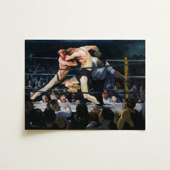 Stag at Sharkey’s - George Bellows Art Print / Canvas Dynamic Oil Painting Two Boxers Mid-fight Ring Rendered, Locks, Single Savage