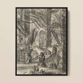 The Staircase with Trophies - Lámina artística de Giovanni Battista Piranesi / Lienzo, 12x16’’ / 31x41cm / Marco negro, Pósters, impresiones y obra visual