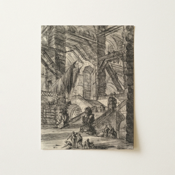 The Staircase with Trophies - Giovanni Battista Piranesi Art Print / Canvas, 12x16’’ / 31x41cm / Unframed / no Border, Posters Prints &
