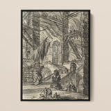 The Staircase with Trophies - Giovanni Battista Piranesi Art Print / Canvas Black-framed Architectural Sketch Intricate Pencil Lines, Prints