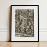 The Staircase with Trophies - Giovanni Battista Piranesi Art Print / Canvas Black-framed Artwork Detailed Monochrome Sketch Architectural