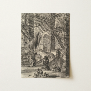 The Staircase with Trophies - Giovanni Battista Piranesi Art Print / Canvas Detailed Black-and-white Intricate Architectural Interior