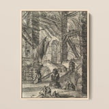 The Staircase with Trophies - Giovanni Battista Piranesi Art Print / Canvas Framed Black-and-white Architectural Sketch Grand Multi-level