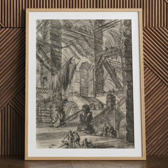 The Staircase with Trophies - Giovanni Battista Piranesi Art Print / Canvas Framed Black White Detailed Architectural, Prints