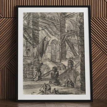 The Staircase with Trophies - Giovanni Battista Piranesi Art Print / Canvas Framed Vast Multi-level Architectural Fantasy Numerous Arches