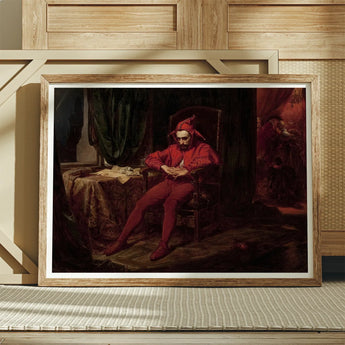 Stańczyk - Jan Alojzy Matejko Art Print / Canvas Framed Painting Jester Red Suit, Turns Color Prints