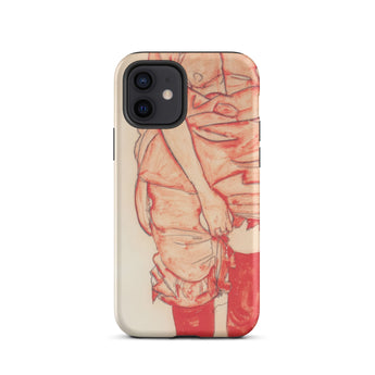 Standing Woman in Red - Custodia per iPhone di Egon Schiele, 12 / Opaco, Custodie per telefoni cellulari, Toby Leon