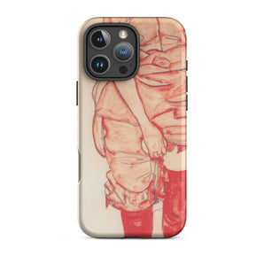 Standing Woman in Red - Egon Schiele Iphone Case, 16 Pro Max / Matte, Iphone Case Red Beige Abstract Art