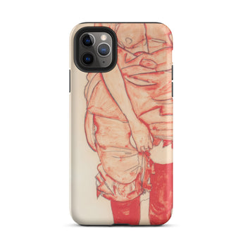 Standing Woman in Red - Egon Schiele Phone Case Iphone 11 Pro Max / Matte Iphone Case Person Red Dress Stockings Egon Schiele, Schiele’s