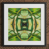Starry-eyed - Impression d’art optique psychédélique de succulente sur toile / 12x12’’ / 31x31cm / Cadre noir / Passe-partout, Posters Prints & Visual Artwork, Toby Leon
