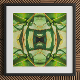 Starry-eyed - Trippy Succulent Op Art Print / Canvas Framed Abstract Botanical Print Symmetrical Kaleidoscopic Pattern Green Succulent Op