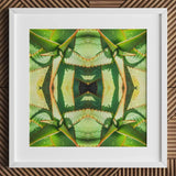 Starry-eyed - Trippy Succulent Op Art Print / Canvas Framed Abstract Botanical Symmetrical Mirrored Green Aloe, Enhanced Matte Fine, Prints