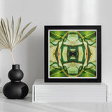Starry-eyed - Trippy Succulent Op Art Print / Canvas Framed Abstract Green Yellow Artwork Symmetrical Patterns Plant, Enhanced Matte Fine,
