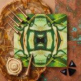 Starry-eyed - Trippy Succulent Op Art Print / Canvas Square Canvas Print Vibrant Symmetrical Kaleidoscopic Design Green Succulent Op Art,