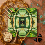 Starry-eyed - Trippy Succulent Op Art Print / Canvas Square Vibrant Symmetrical Kaleidoscopic Design Green, Enhanced Matte Fine, Prints