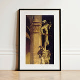 Statue of Perseus by Night - Impresión artística de John Singer Sargent / Lienzo, 12x18’’ / 31x46cm / Marco negro / Passepartout, Pósters Impresiones y Visual