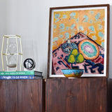 Still Life - Alfred Henry Maurer Fauvist Art Print / Canvas Framed Artwork Pears Decorative Patterns Pink Blue, Prints