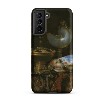Still Life with Holbein Bowl Nautilus Cup Glass Goblet and Fruit Dish - Willem Kalf Phone Case, Samsung Galaxy S21 Plus / Matte, Mobile